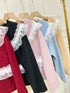 Ladies Aesthetic Frill Lace Border Winter Cardigan
